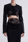 OUDE WAAG velvet lace stitching short suit OW-23SS-JK06 black
